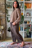 Bibi Gingham Frill Neck Shirt Naturals